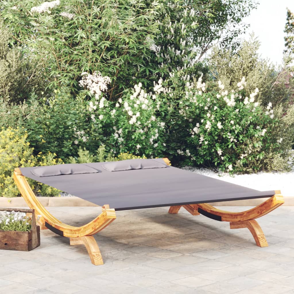 Loungebed 165x188,5x46 cm massief gebogen hout crèmekleurig