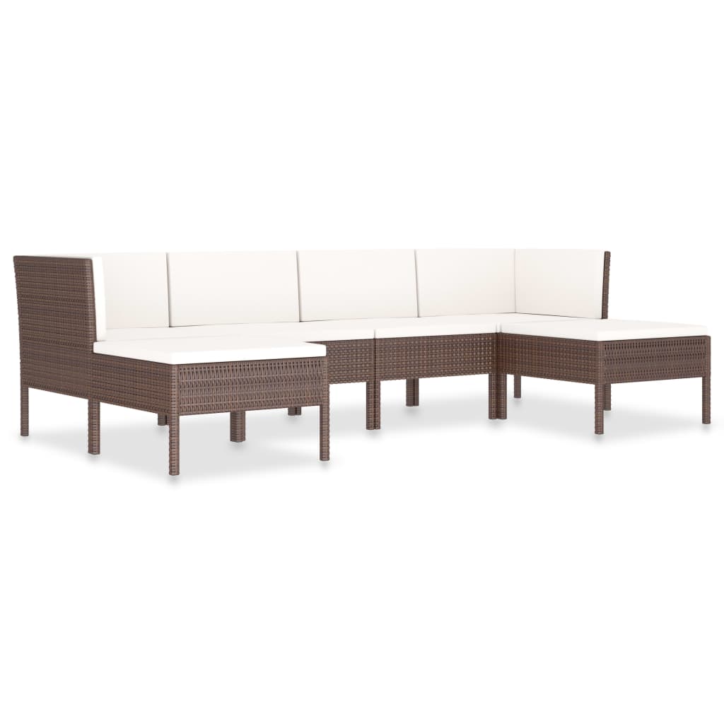 10-delige Loungeset met kussens poly rattan zwart