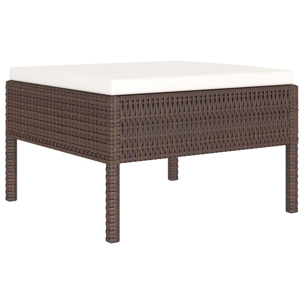 10-delige Loungeset met kussens poly rattan zwart