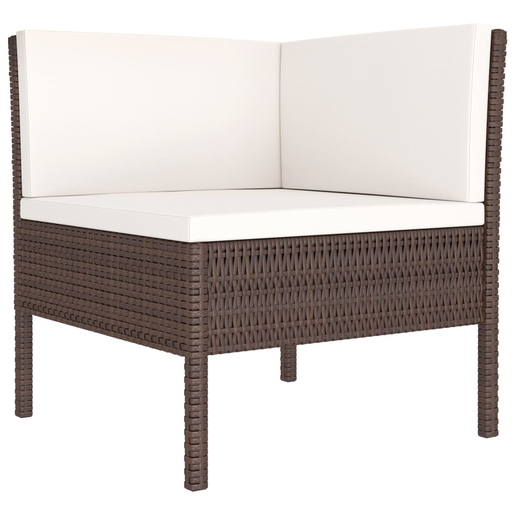 10-delige Loungeset met kussens poly rattan zwart