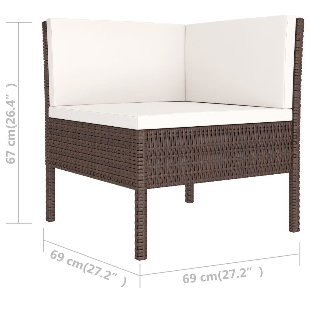 10-delige Loungeset met kussens poly rattan zwart