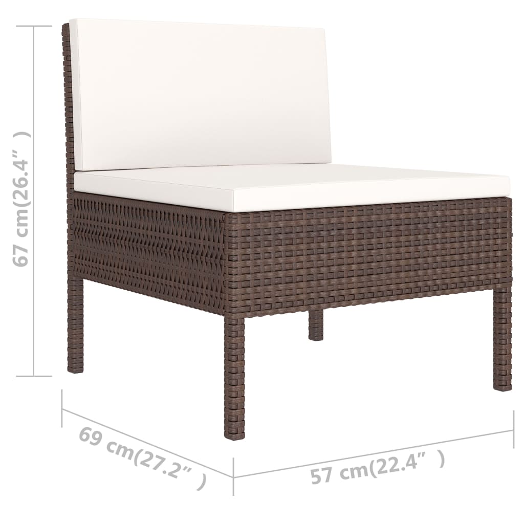 10-delige Loungeset met kussens poly rattan zwart