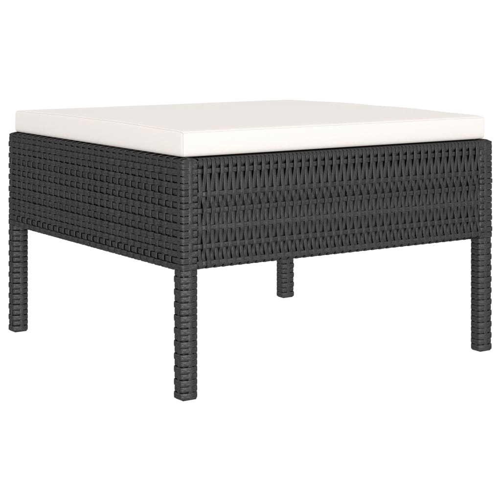 10-delige Loungeset met kussens poly rattan zwart