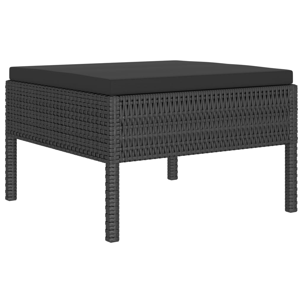 10-delige Loungeset met kussens poly rattan zwart