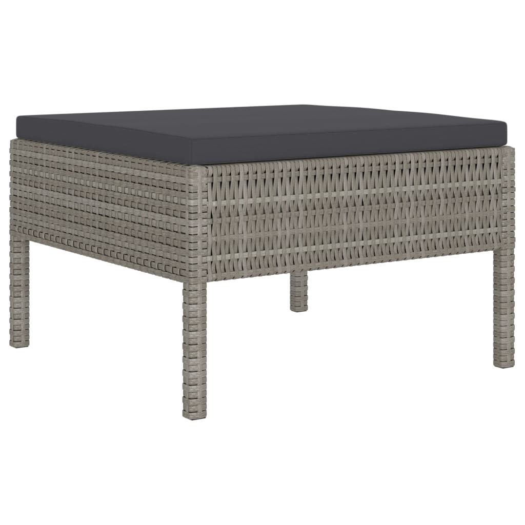 10-delige Loungeset met kussens poly rattan zwart