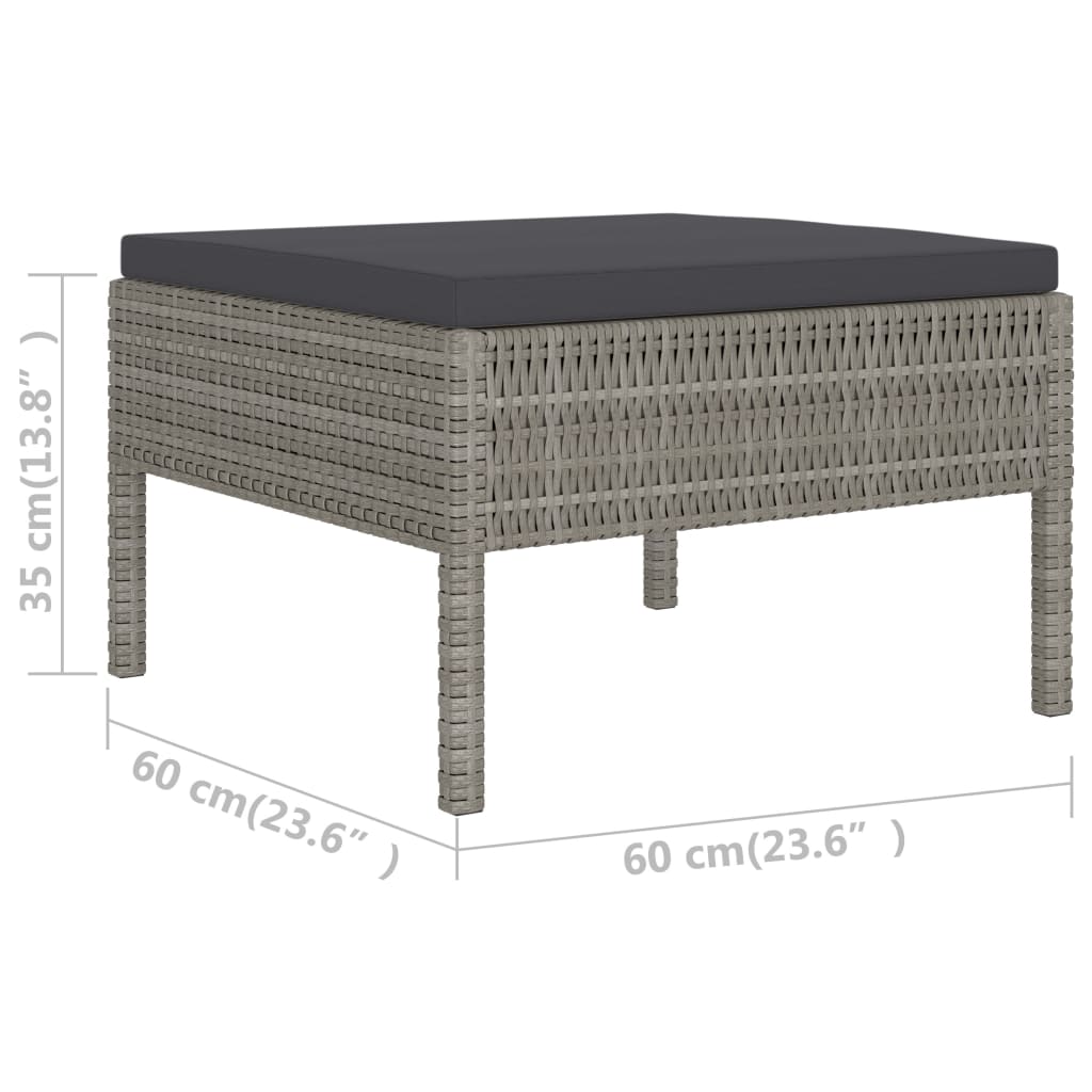 10-delige Loungeset met kussens poly rattan zwart