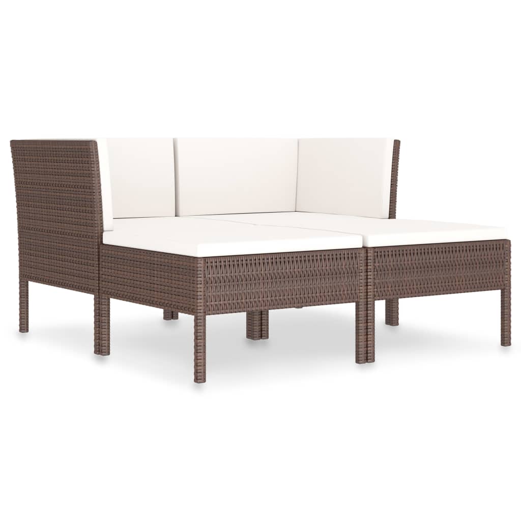 10-delige Loungeset met kussens poly rattan zwart