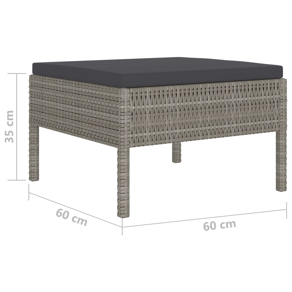 10-delige Loungeset met kussens poly rattan zwart