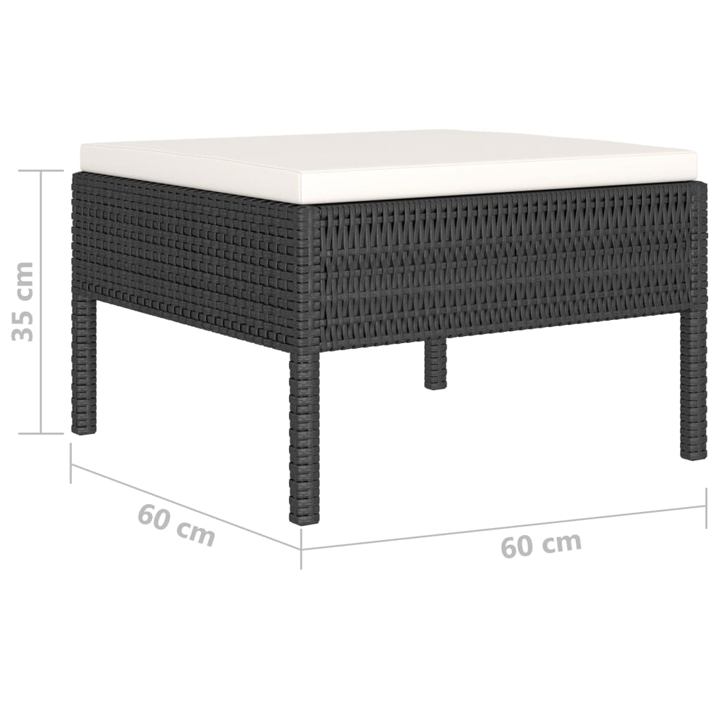 10-delige Loungeset met kussens poly rattan zwart