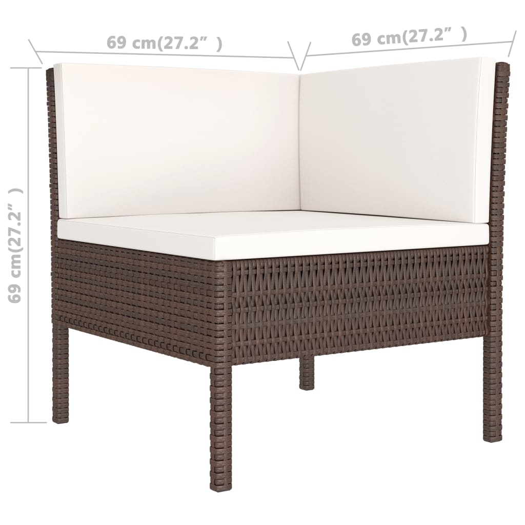 10-delige Loungeset met kussens poly rattan zwart