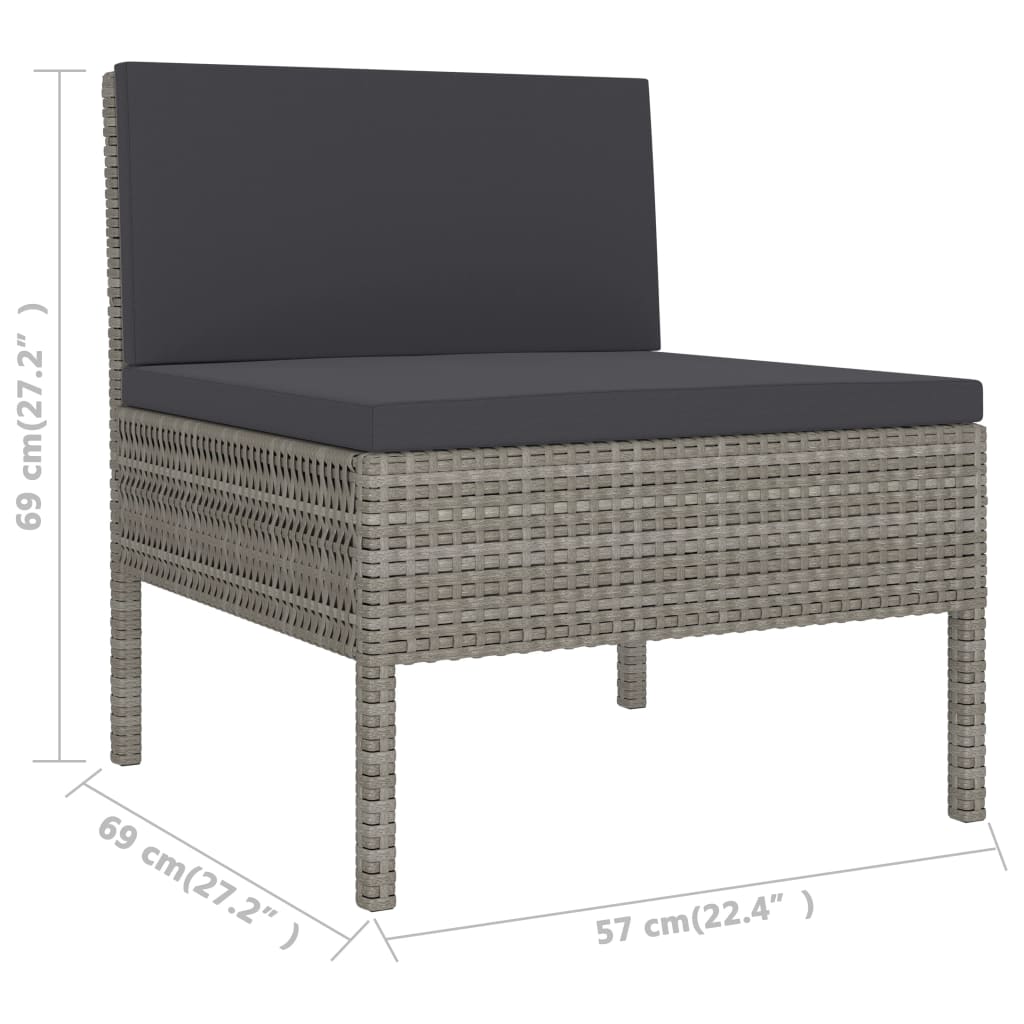 10-delige Loungeset met kussens poly rattan zwart