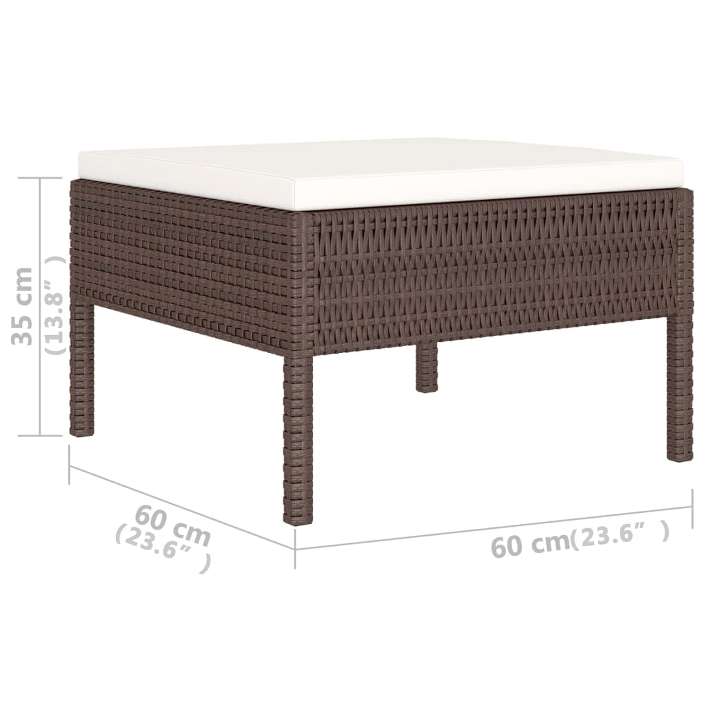 10-delige Loungeset met kussens poly rattan zwart