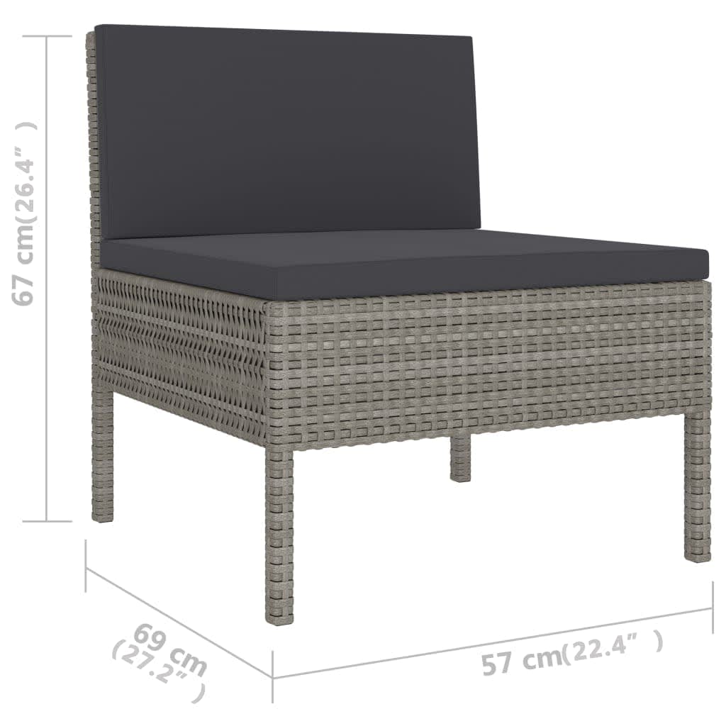 10-delige Loungeset met kussens poly rattan zwart