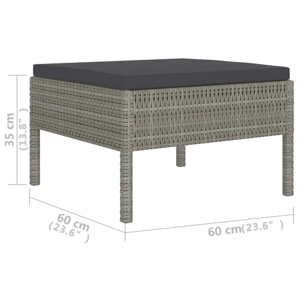 10-delige Loungeset met kussens poly rattan zwart