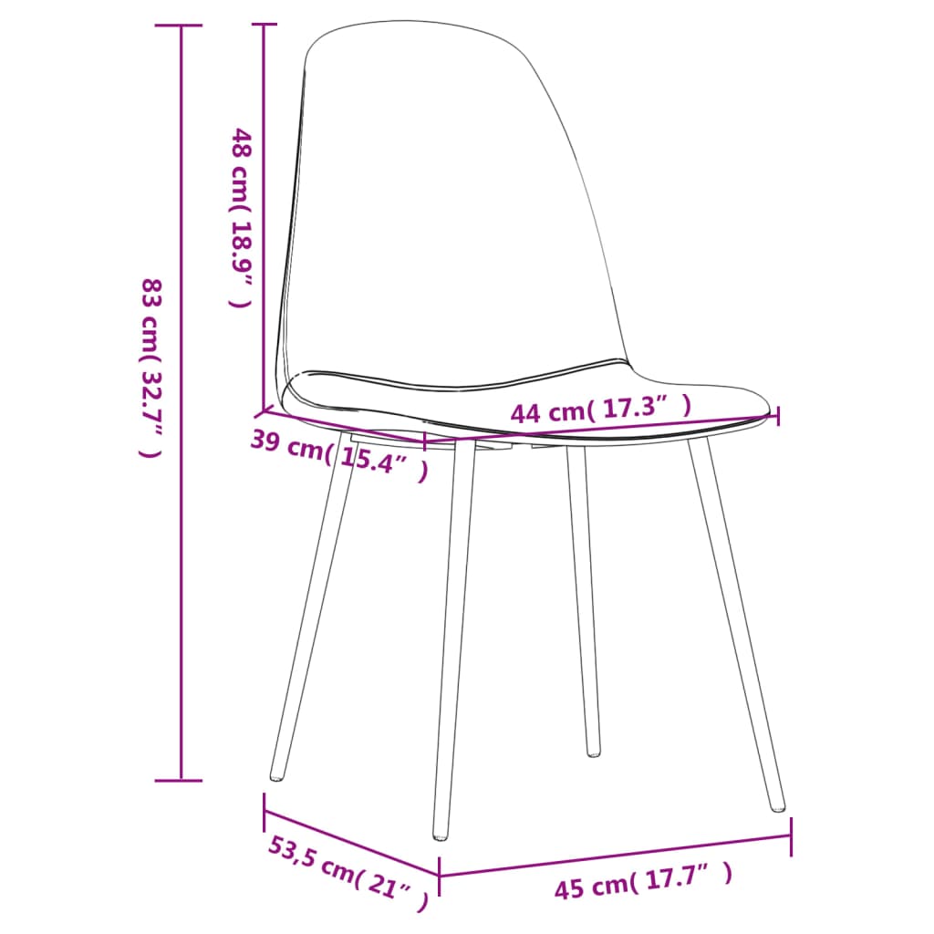 Eetkamerstoelen 2 st 45x53,5x83 cm kunstleer