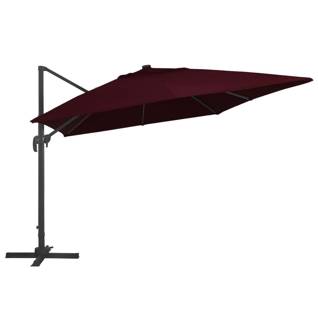 Zweefparasol met LED-verlichting en paal 400x300 cm azuurblauw