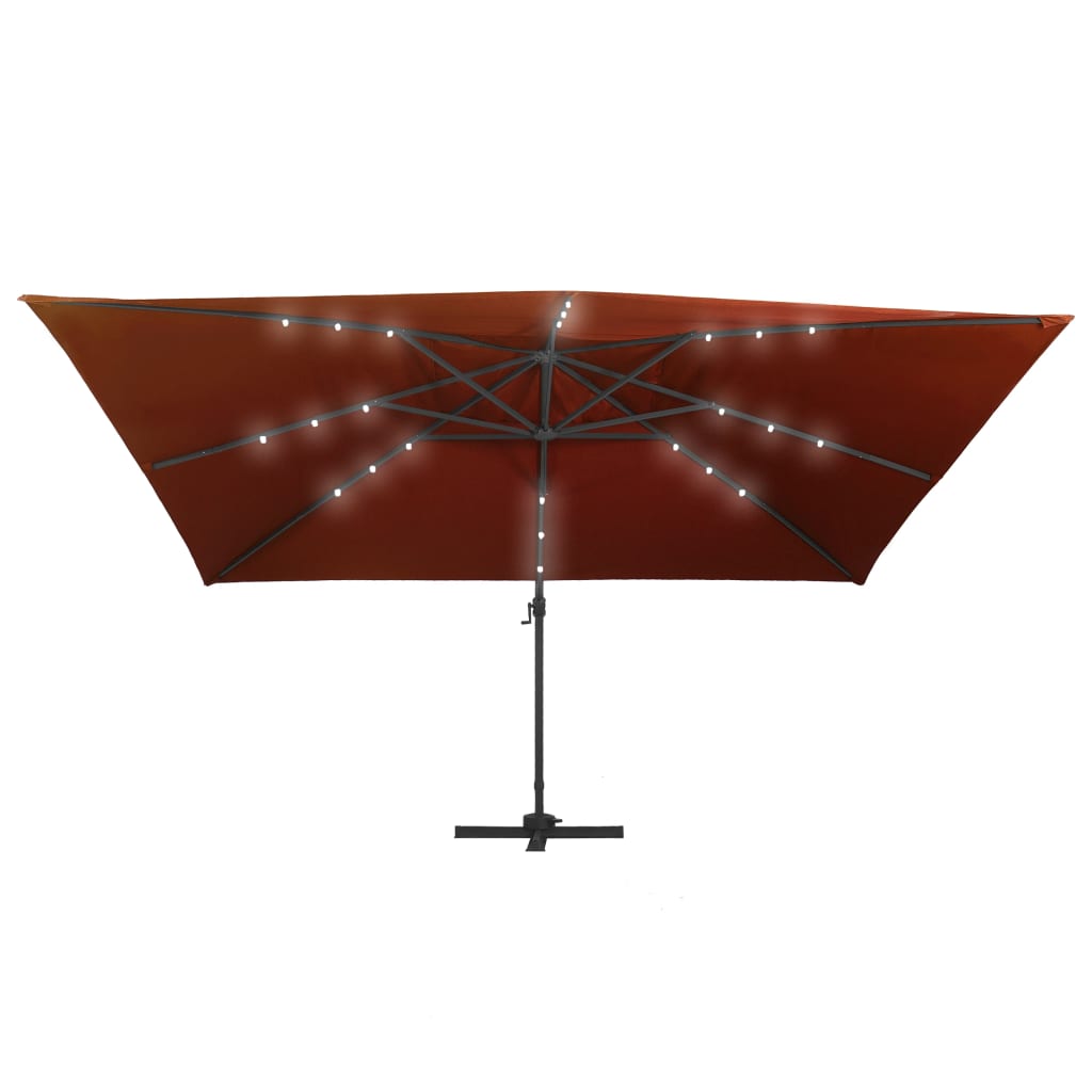 Zweefparasol met LED-verlichting 400x300 cm terracottakleurig