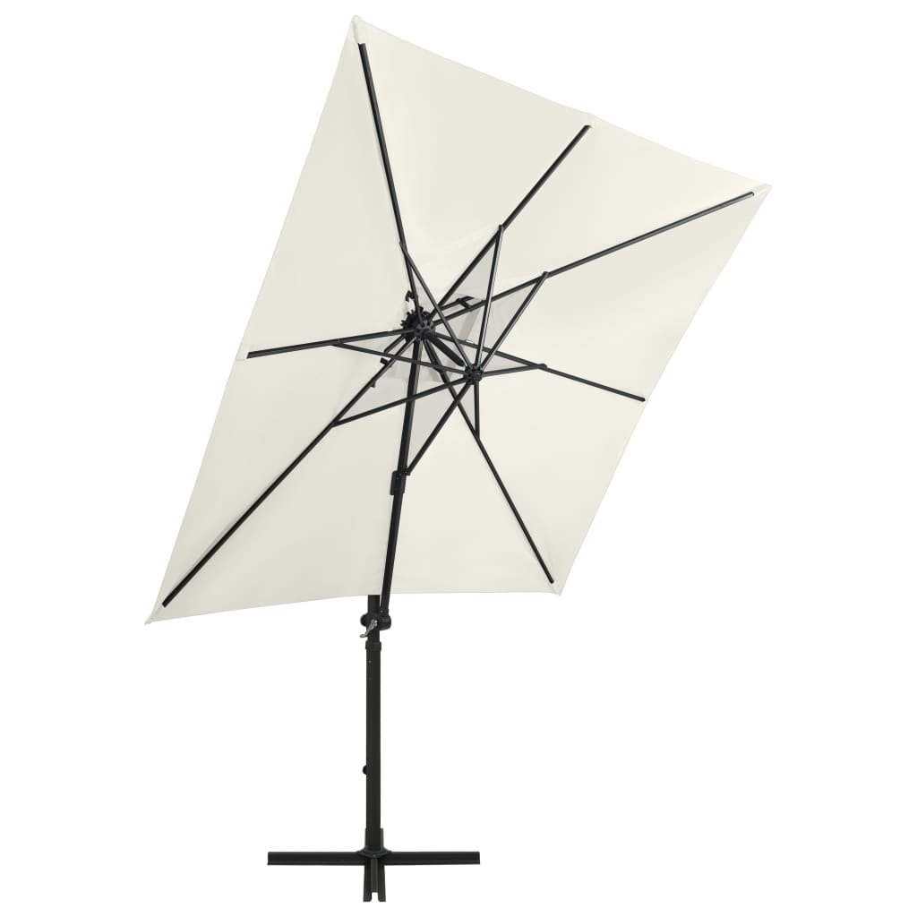 Zweefparasol met paal en LED-verlichting 300 cm zandkleurig