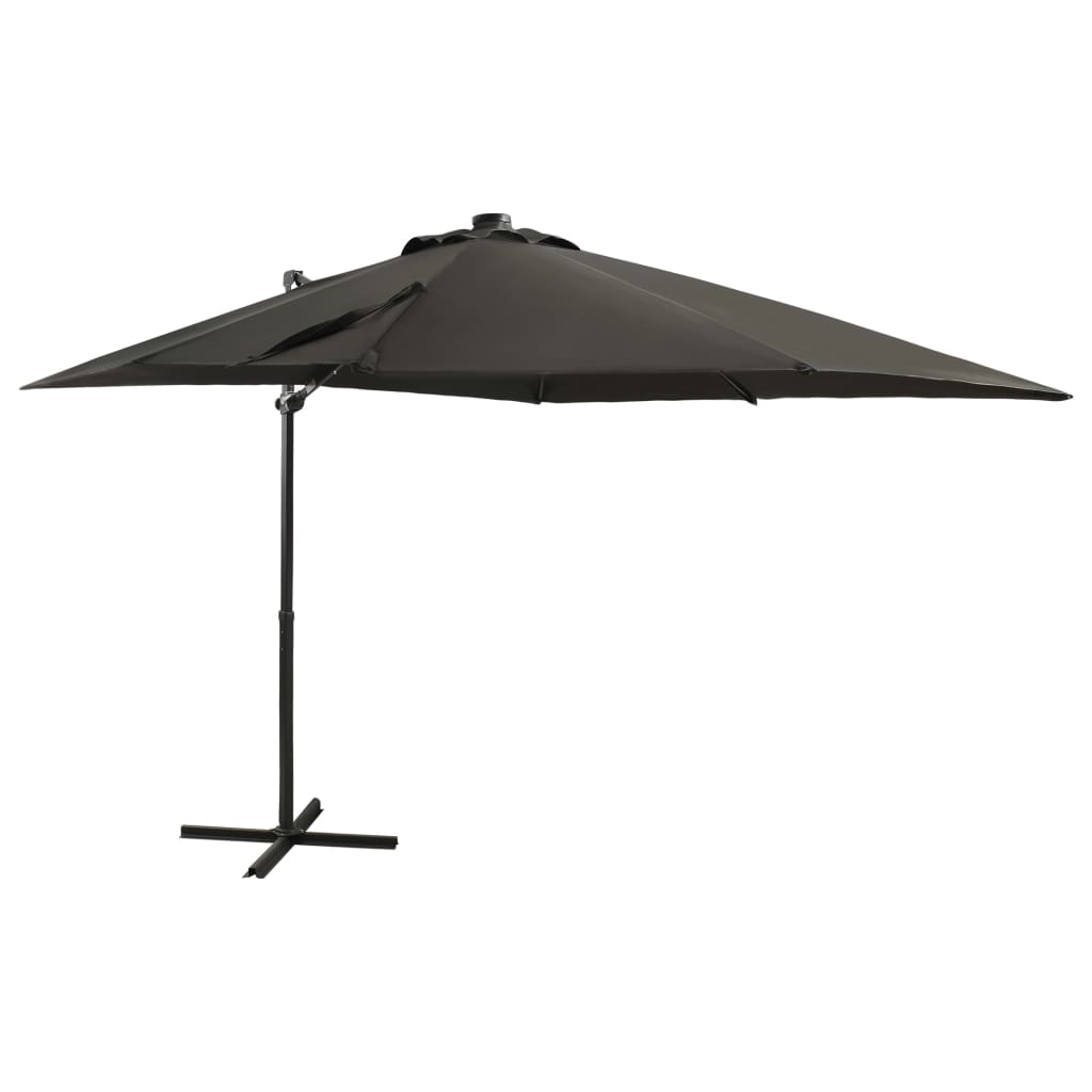 Zweefparasol met paal en LED-verlichting 300 cm zandkleurig