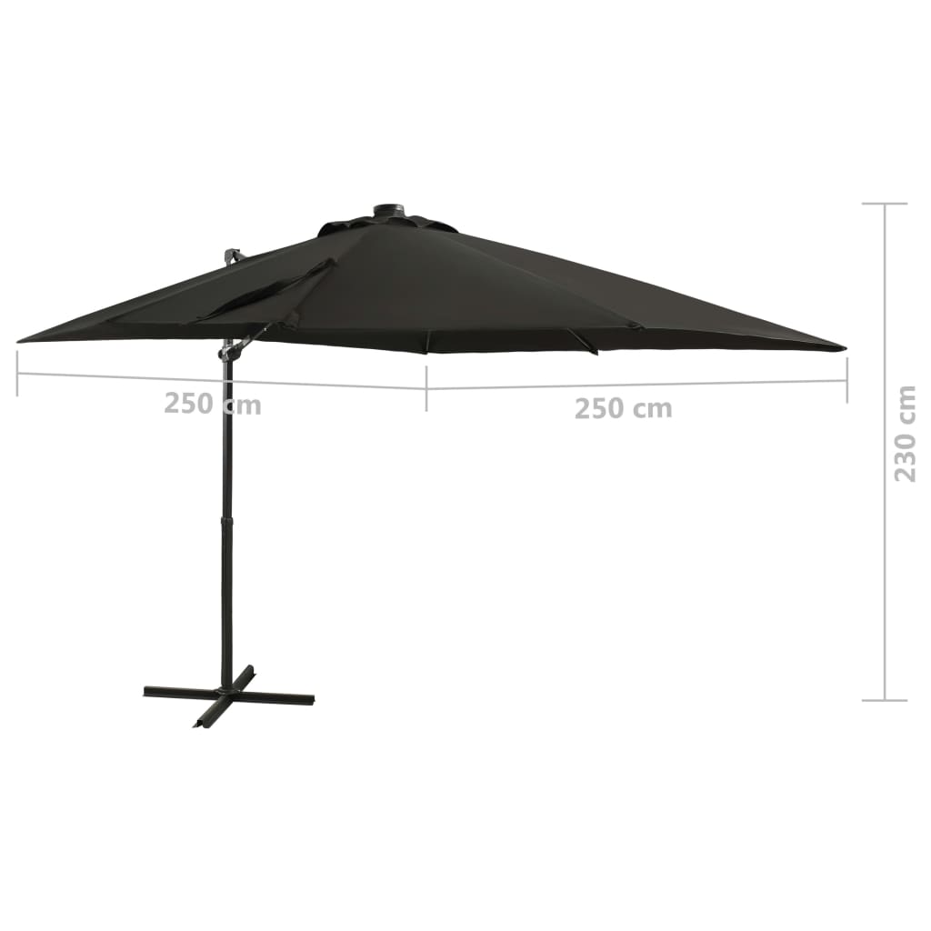 Zweefparasol met paal en LED-verlichting 300 cm zandkleurig