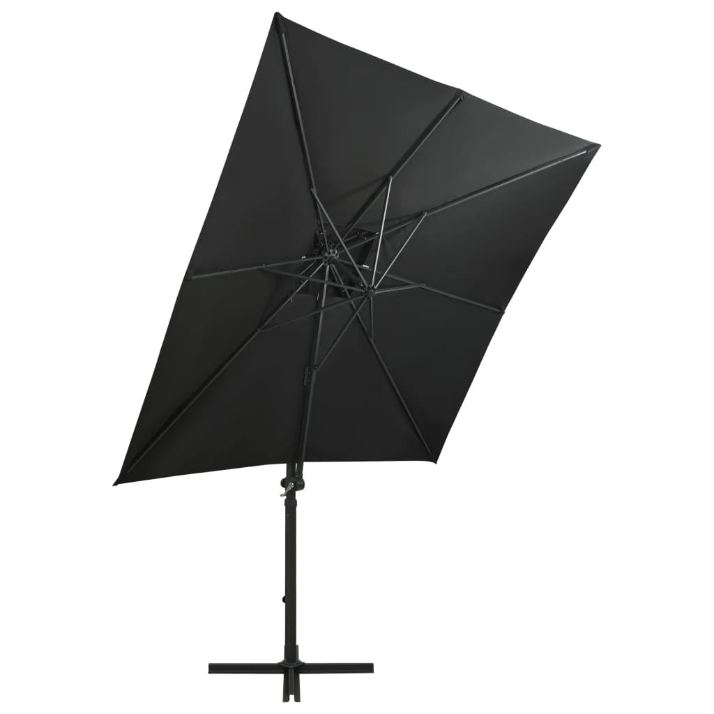 Zweefparasol met paal en LED-verlichting 300 cm zandkleurig