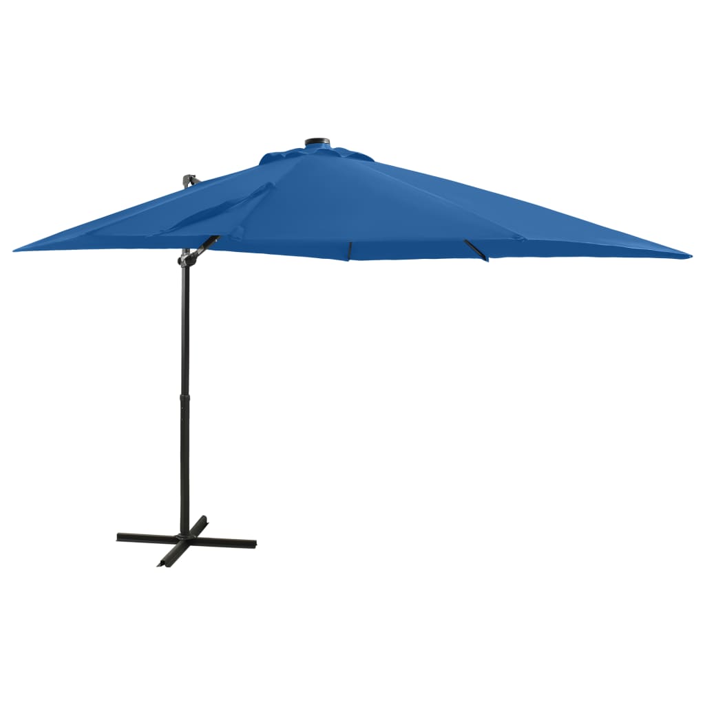 Zweefparasol met paal en LED-verlichting 300 cm zandkleurig