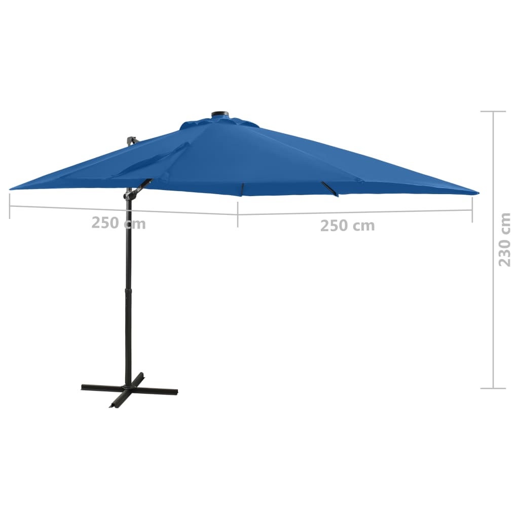 Zweefparasol met paal en LED-verlichting 300 cm zandkleurig