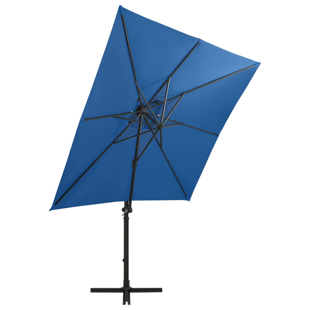 Zweefparasol met paal en LED-verlichting 300 cm zandkleurig