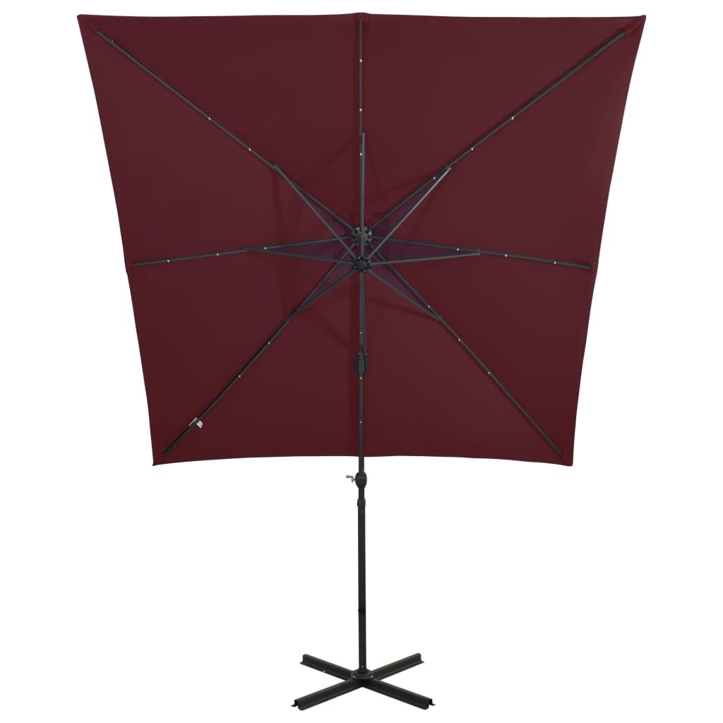 Zweefparasol met paal en LED-verlichting 300 cm zandkleurig