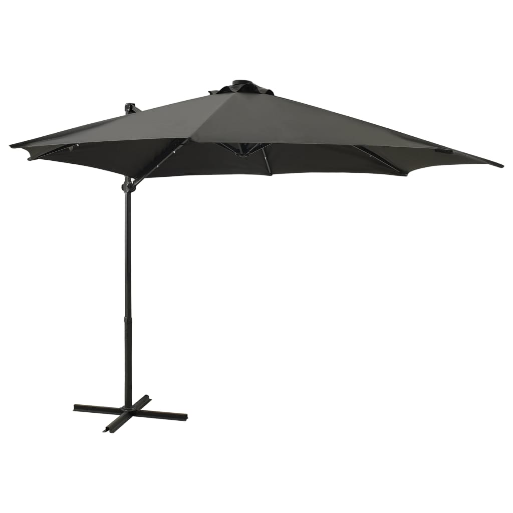 Zweefparasol met paal en LED-verlichting 300 cm zandkleurig