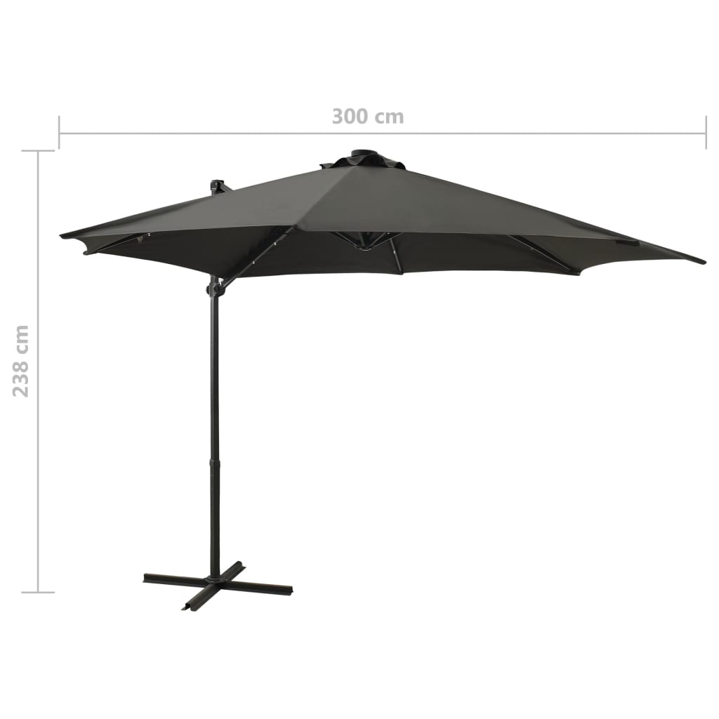 Zweefparasol met paal en LED-verlichting 300 cm zandkleurig