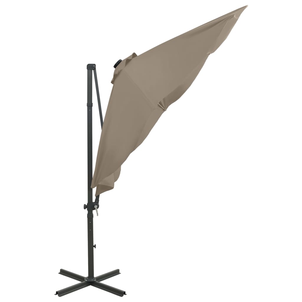 Zweefparasol met paal en LED-verlichting 300 cm zandkleurig