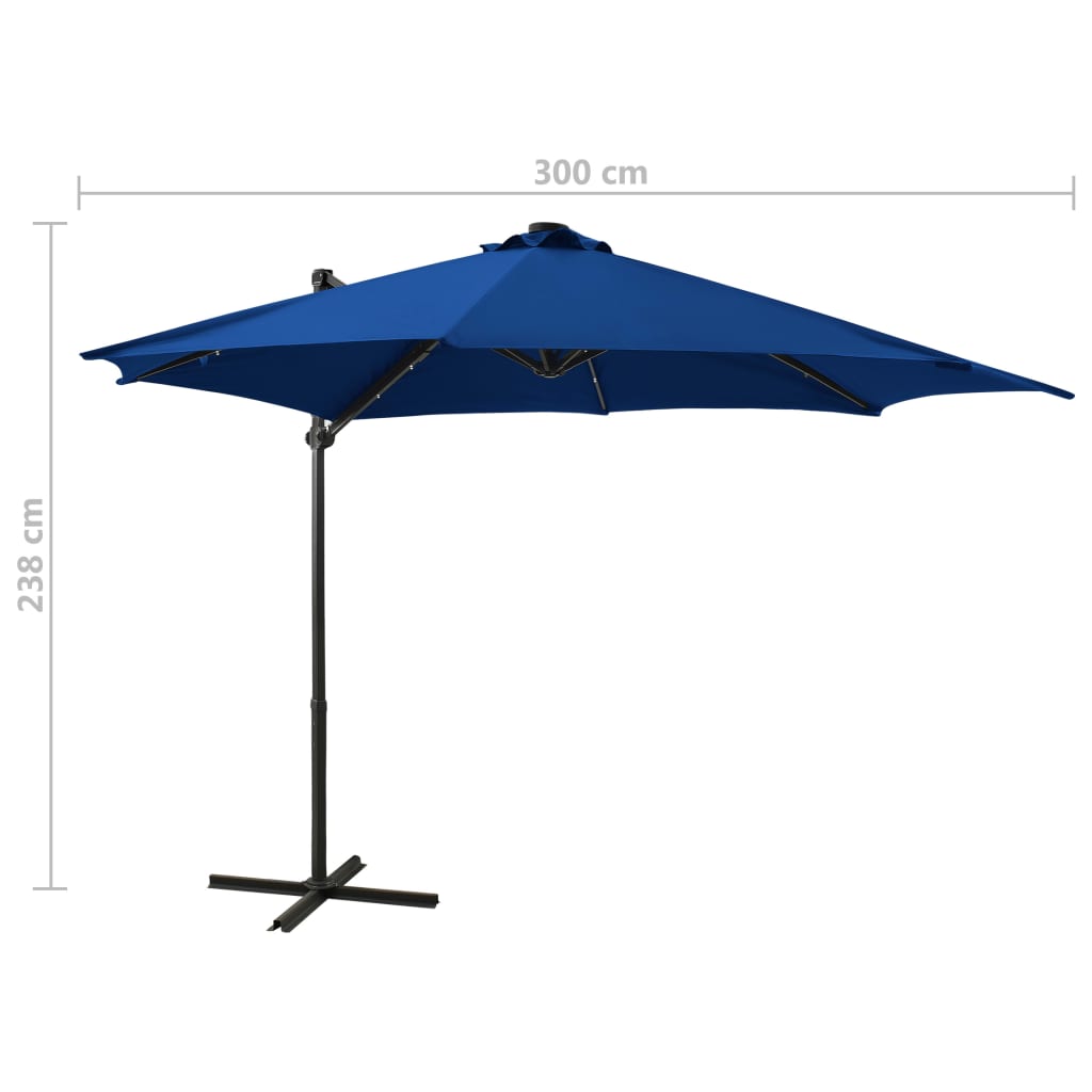 Zweefparasol met paal en LED-verlichting 300 cm zandkleurig