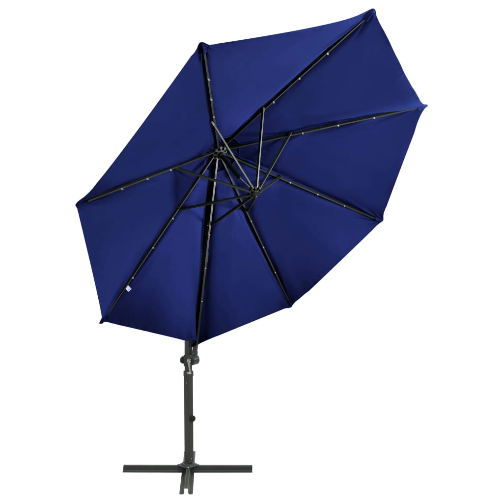 Zweefparasol met paal en LED-verlichting 300 cm zandkleurig