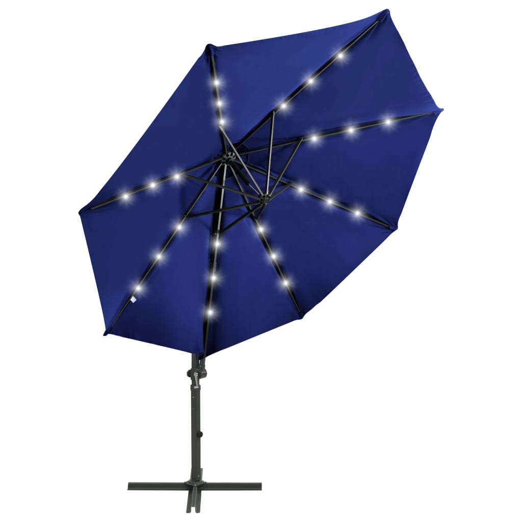 Zweefparasol met paal en LED-verlichting 300 cm zandkleurig