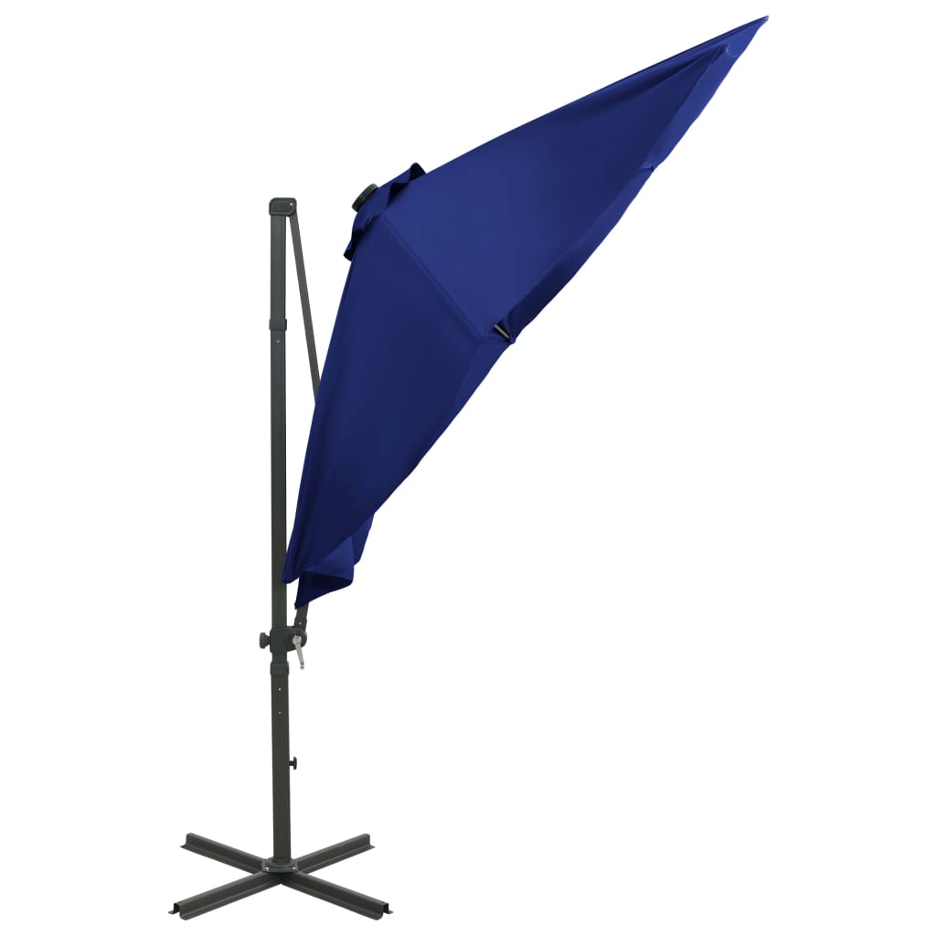 Zweefparasol met paal en LED-verlichting 300 cm zandkleurig