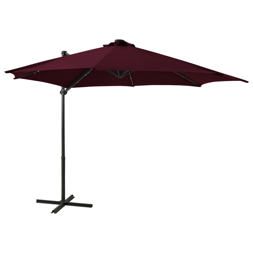 Zweefparasol met paal en LED-verlichting 300 cm zandkleurig