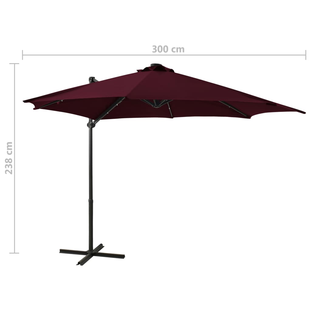 Zweefparasol met paal en LED-verlichting 300 cm zandkleurig