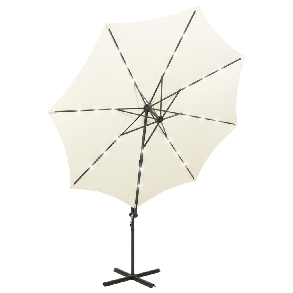 Zweefparasol met paal en LED-verlichting 300 cm terracottakleur