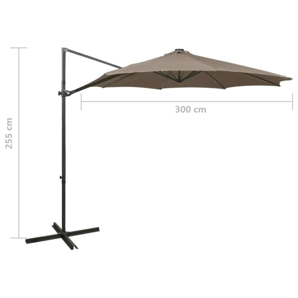 Zweefparasol met paal en LED-verlichting 300 cm terracottakleur