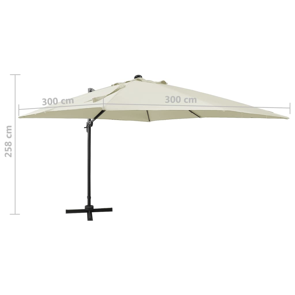 Zweefparasol met paal en LED-verlichting 300 cm