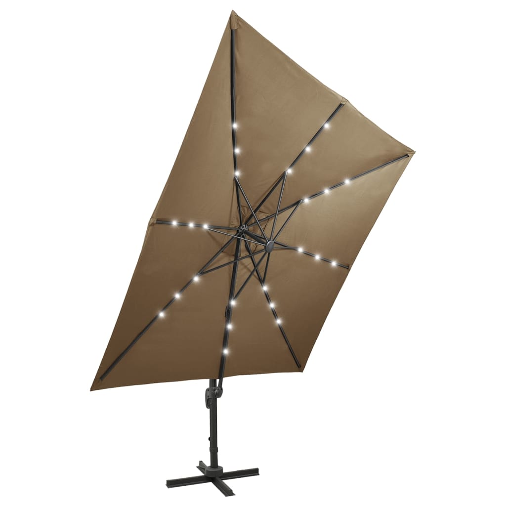 Zweefparasol met paal en LED-verlichting 300 cm