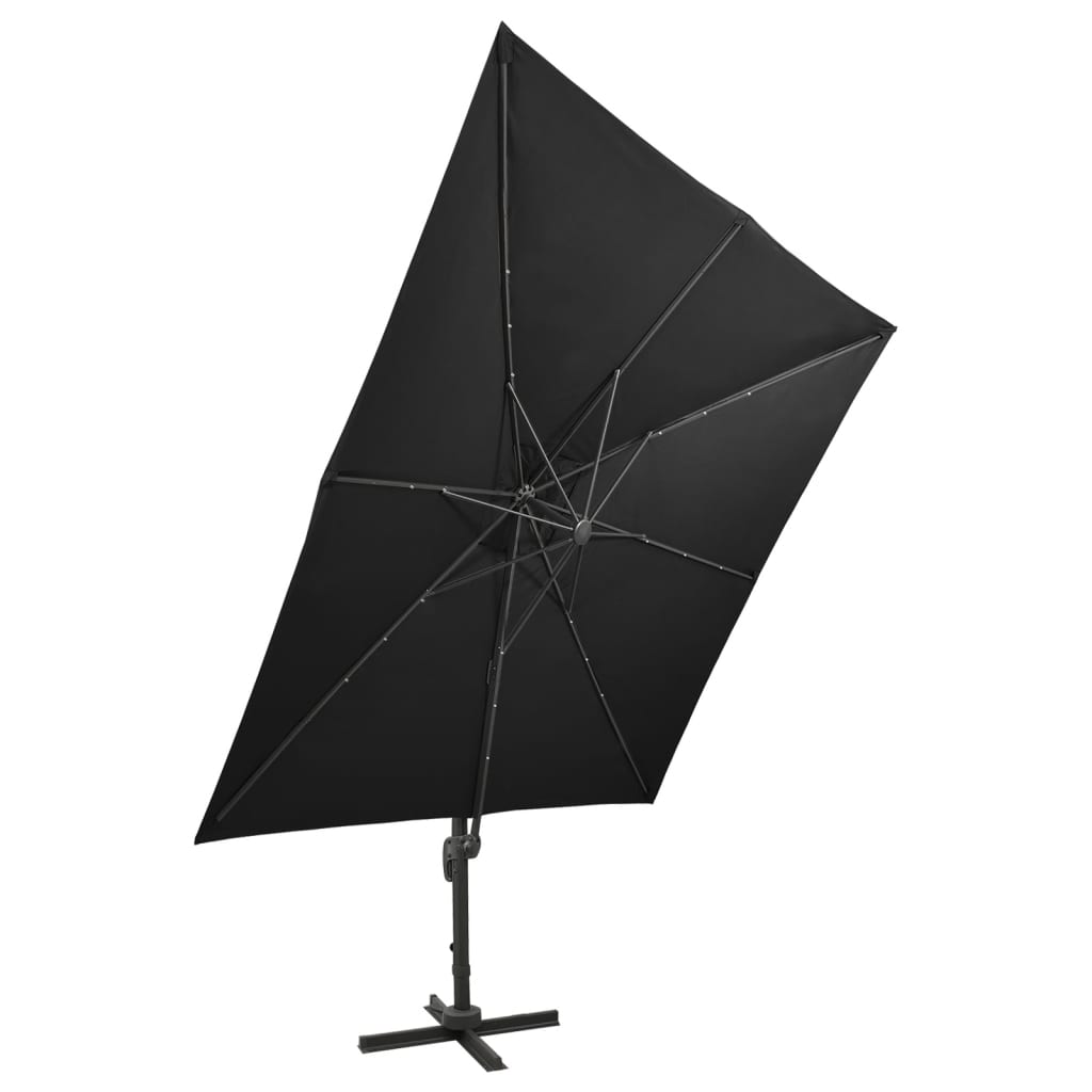 Zweefparasol met paal en LED-verlichting 300 cm