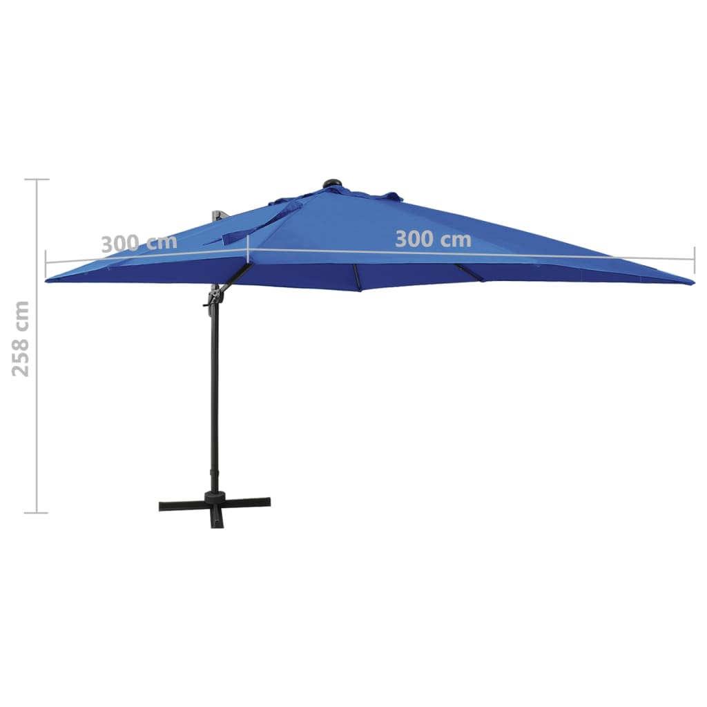 Zweefparasol met paal en LED-verlichting 300 cm