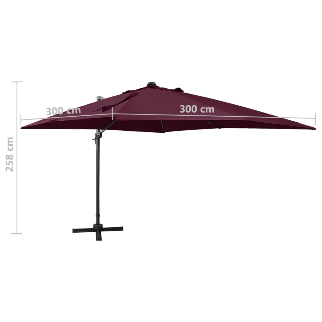 Zweefparasol met paal en LED-verlichting 300 cm