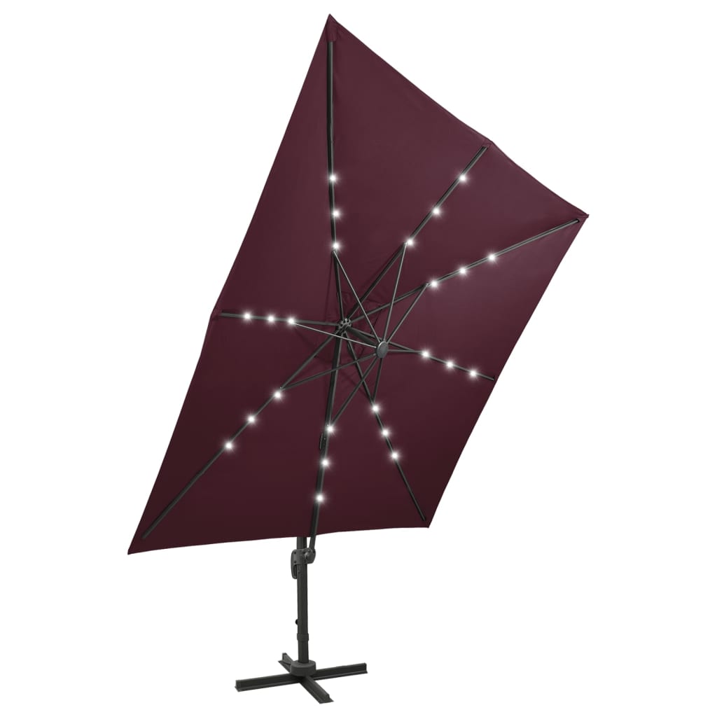 Zweefparasol met paal en LED-verlichting 300 cm