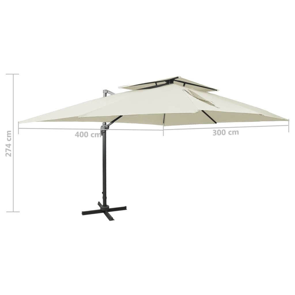 Zweefparasol met dubbel dak 300x300 cm antracietkleurig