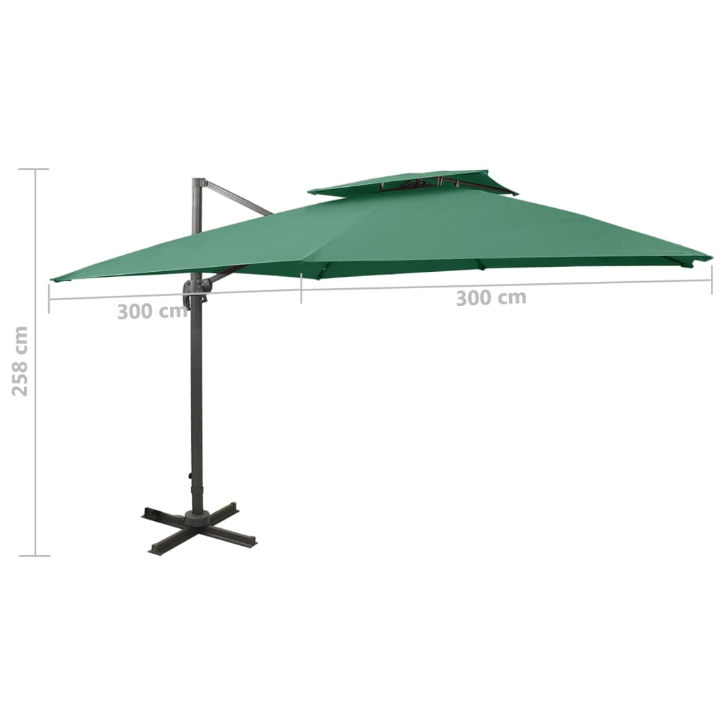 Zweefparasol met dubbel dak 300x300 cm