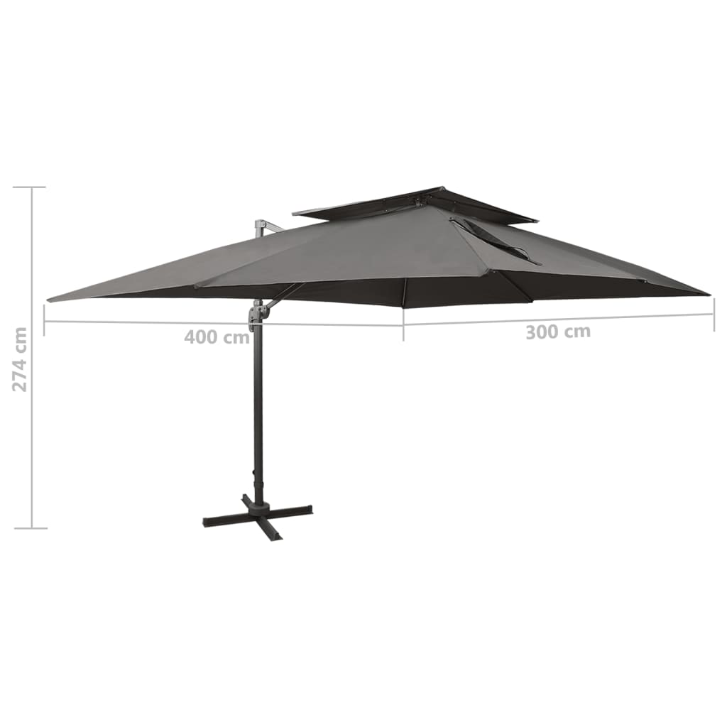 Zweefparasol met dubbel dak 300x300 cm