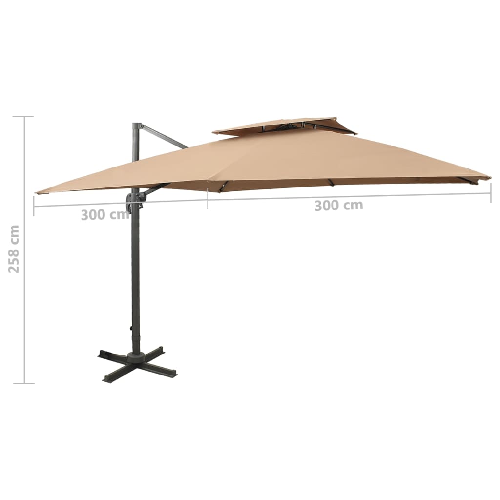 Zweefparasol met dubbel dak 300x300 cm terracottakleurig